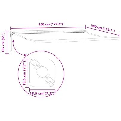 Copertină Retractabilă Antracit Metal 4,5x3m cu Telecomandă