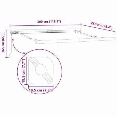 Copertină Retractabilă Metal Antracit 3x2,5m cu Telecomandă