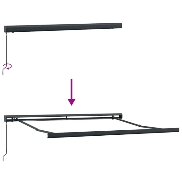 Copertină Retractabilă Antracit Metal 3,5x2,5m cu Telecomandă