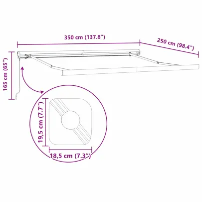 Copertină Retractabilă Antracit Metal 3,5x2,5m cu Telecomandă