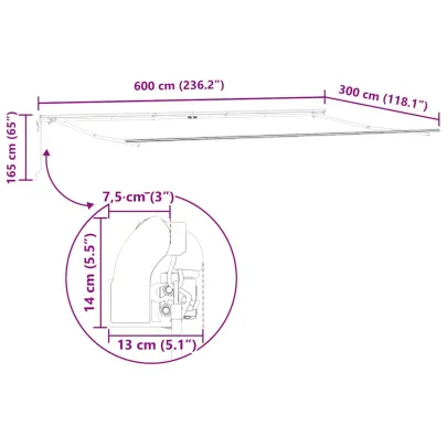 Copertină Manuală Albă 6x3m Metal | Livrare Gratuită