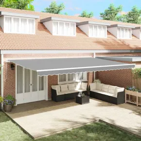 Copertină Manuală Albă 6x3.5m Metal | Livrare Gratuită