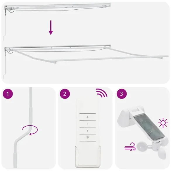 Copertină Manuală Albă Metalică 4,5x3,5 m | Livrare Gratuită