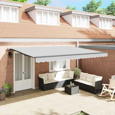 Copertină Manuală Antracit 5x3 m Metal | Livrare Gratuită