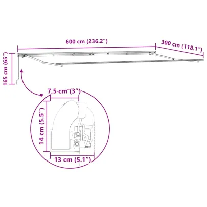 Copertină Manuală Antracit 6x3m Metal - Livrare Gratuită