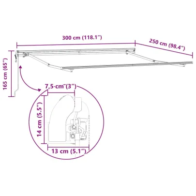 Copertină Manuală Antracit 3x2.5m Metal - Livrare Gratuită