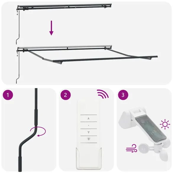 Copertină Manuală Antracit 3,5x2,5m Metal | Livrare Gratuită