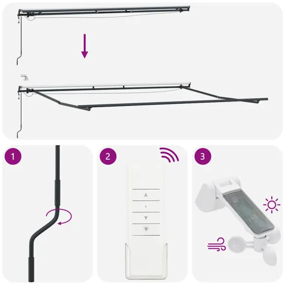 Copertină Manuală Antracit 4,5x3 m Metal | Livrare Gratuită