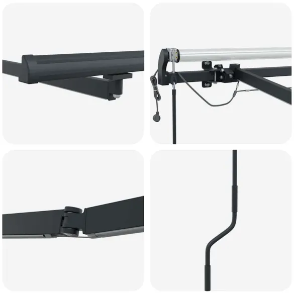 Copertină Manuală Antracit Metal 5x3 m | Livrare Gratuită