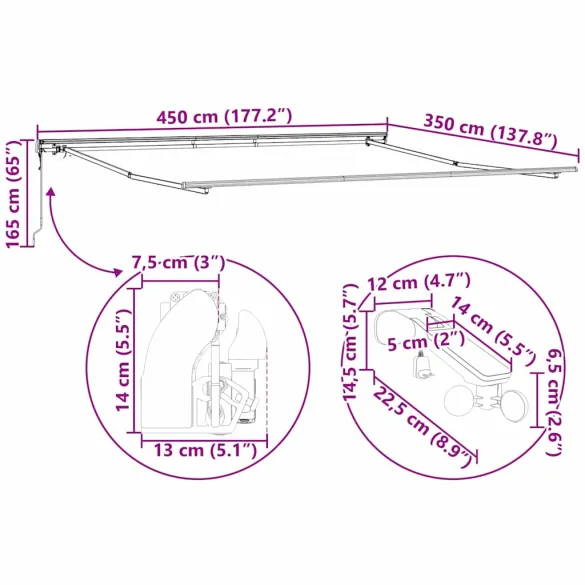 Copertină Antracit Metal 4,5x3,5m cu Iluminare | Livrare Gratuită