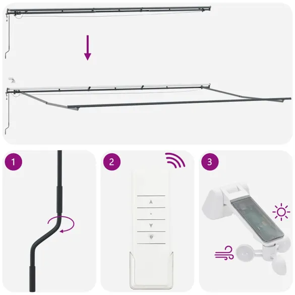 Copertină Manuală Antracit 6x3,5m Metal | Livrare Gratuită