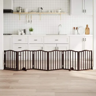 Poartă Câini Pliabilă Lemn - 300 cm cu Ușă | Livrare Gratuită