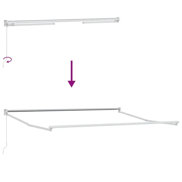 Copertină Manuală Albă 3,5x2,5m Metal | Livrare Gratuită