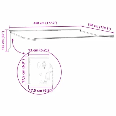 Copertină Manuală Albă 4,5x3m Metal | Livrare Gratuită