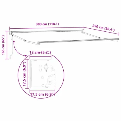 Copertină Manuală Antracit Metal 3x2,5m - Livrare Gratuită