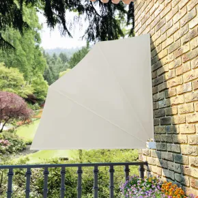 Copertină Laterală Pliabilă Balcon Crem 140x140 | Livrare Gratuită