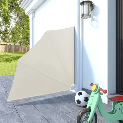 Copertină Laterală Pliabilă Balcon Crem 140x140 | Livrare Gratuită