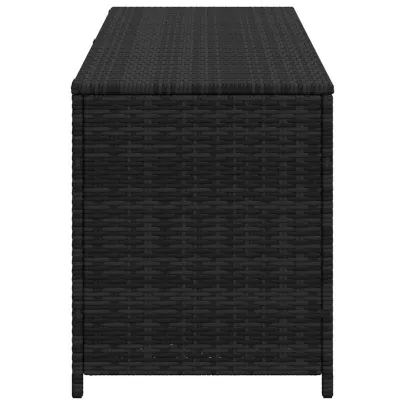 Ladă de depozitare grădină poliratan negru - Bancă multifuncțională