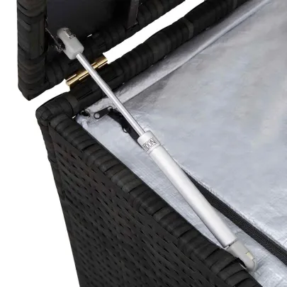 Ladă de depozitare grădină poliratan negru - Bancă multifuncțională