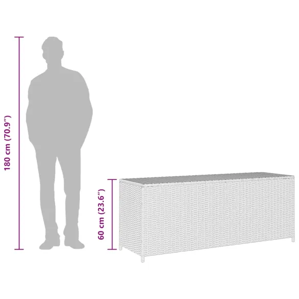 Ladă de depozitare grădină poliratan negru - Bancă multifuncțională