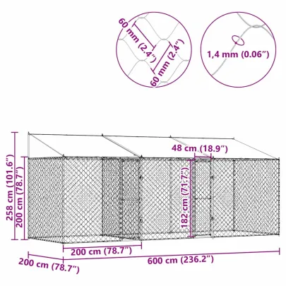 Cușcă Câini Mare Oțel Galvanizat pentru Exterior