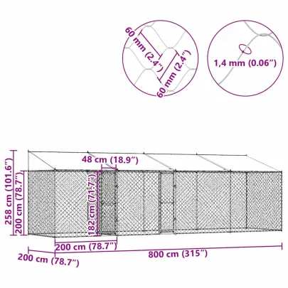 Cușcă Câini Exterior Oțel Galvanizat - Livrare Gratuită