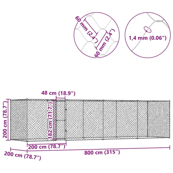 Cușcă Câini Mare Oțel Galvanizat pentru Exterior