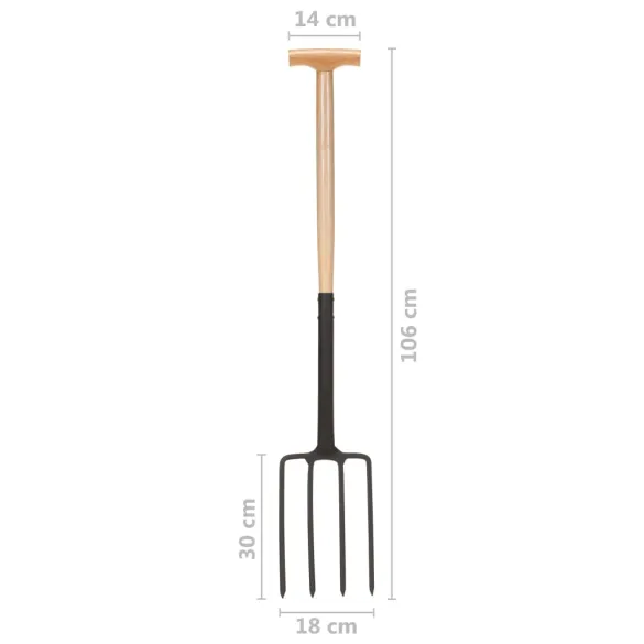 Furcă Grădină cu Mâner T - Oțel și Lemn | Comandă Acum
