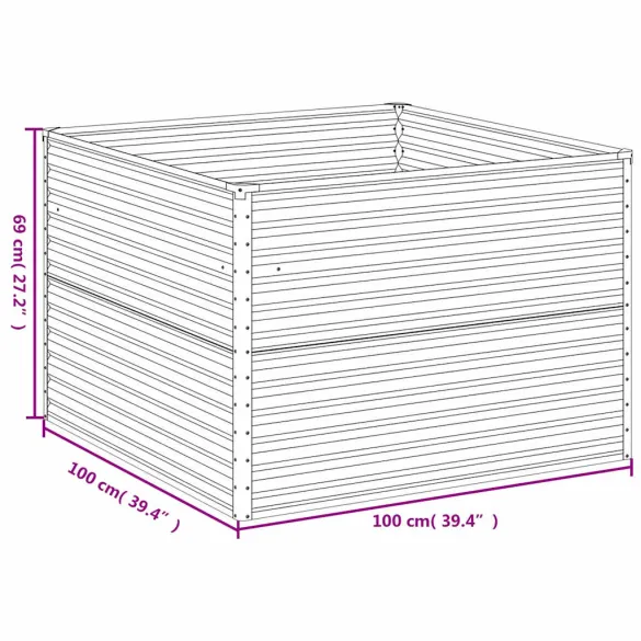 Strat Grădină Înălțat Oțel Corten 100x100 cm | Livrare Gratuită