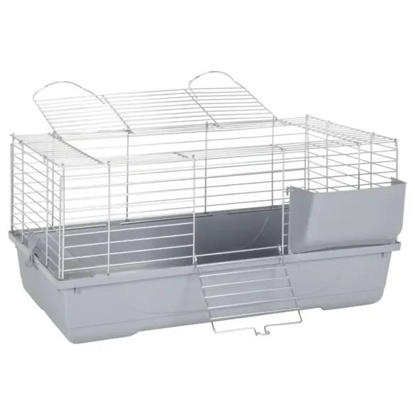 Cușcă Animale Mici Gri - 80x45x39 cm - Polipropilenă și Metal