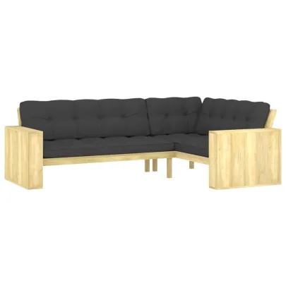 Bancă Grădină Colț cu Pernă - Lemn Pin - Livrare Gratuită