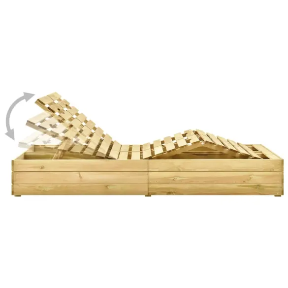 Șezlong Dublu Grădină - Lemn Pin Verde Rezistent