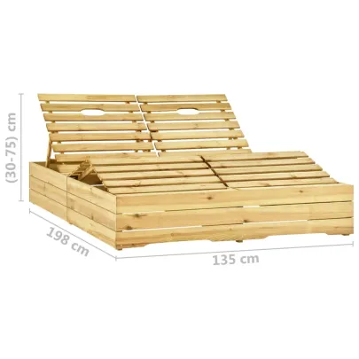 Șezlong Dublu Grădină - Lemn Pin Verde Rezistent