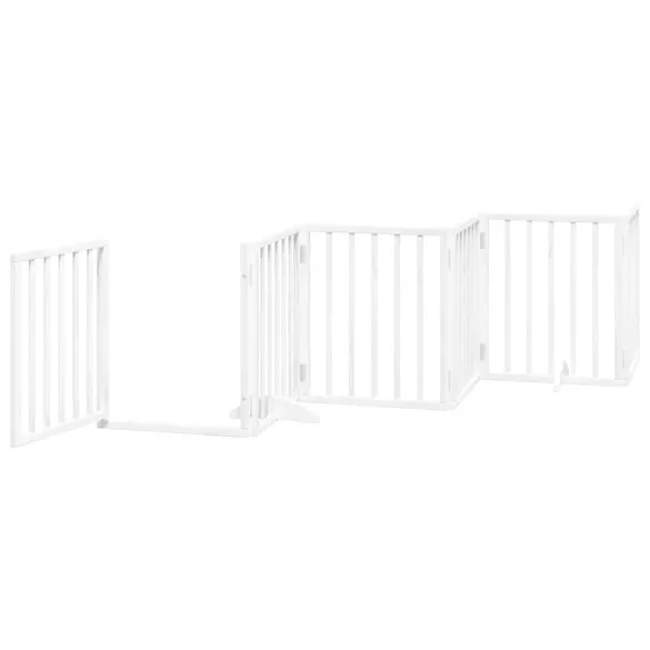 Poartă Câini Pliabilă Lemn Plop - Alb, 600 cm | Livrare Gratuită