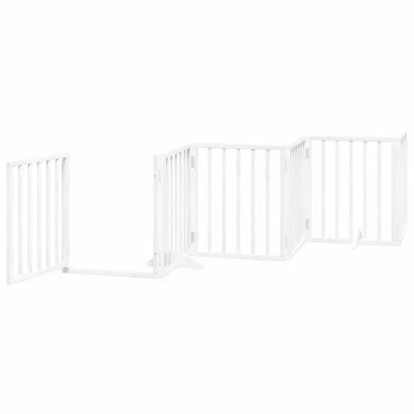 Poartă Câini Pliabilă Lemn Plop - 750 cm, Alb | Comandă Acum