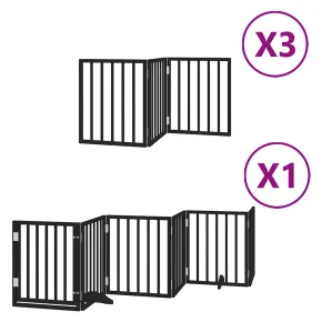 Poartă Câini Pliabilă Lemn Plop - 15 Panouri Negru 750 cm 2