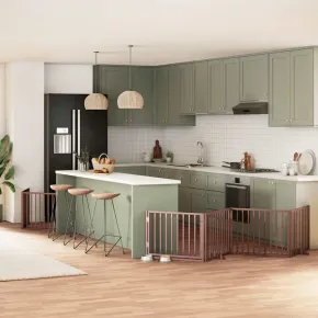 Poartă Câini Pliabilă Lemn - 480 cm cu Ușă | Livrare Gratuită