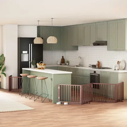 Poartă Câini Pliabilă Lemn - 12 Panouri 960 cm Maro