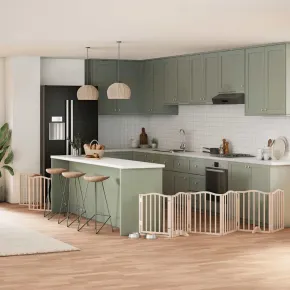 Poartă Pliabilă pentru Câini - 450 cm - Lemn Natural