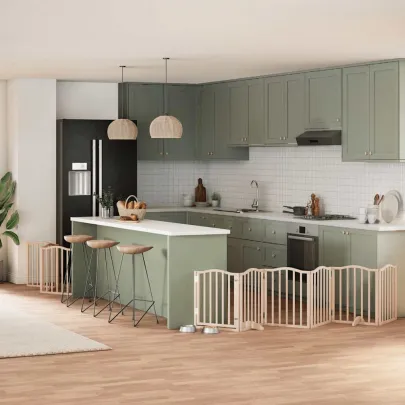 Poartă Pliabilă pentru Câini - 450 cm - Lemn Natural