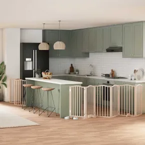 Poartă Pliabilă pentru Câini - 9 Panouri - 450 cm - Lemn de Plop