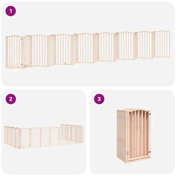 Poartă Pliabilă pentru Câini - 15 Panouri - 750 cm - Lemn de Plop