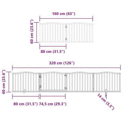 Poartă Câini Pliabilă Lemn - 800 cm cu Ușă | Livrare Gratuită