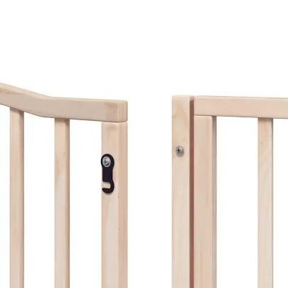 Poartă Câini Pliabilă Lemn Plop - 12 Panouri cu Ușă - 960 cm