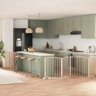 Poartă Câini Pliabilă Lemn Plop - 12 Panouri - 960 cm