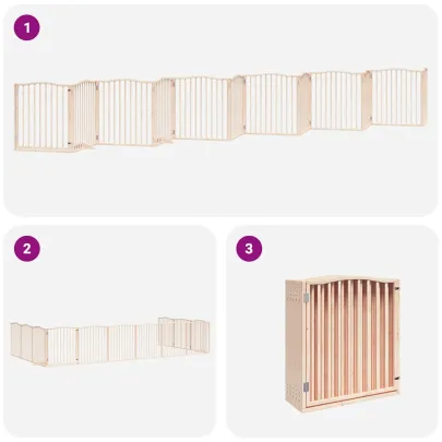 Poartă Câini Pliabilă Lemn Plop - 12 Panouri - 960 cm