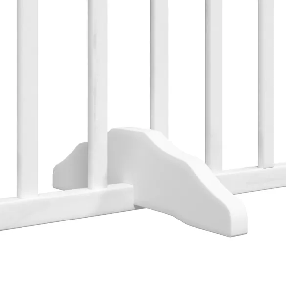 Poartă Câini Pliabilă Lemn Plop - 8 Panouri Alb, 640 cm