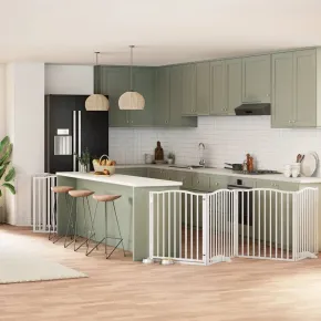 Poartă Câini Pliabilă Lemn Plop - 800 cm, Alb | Comandă Acum