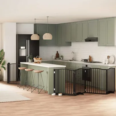 Poartă Câini Pliabilă 480 cm - Lemn Plop Negru - Comandă Acum