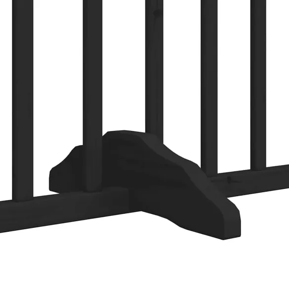 Poartă Câini Pliabilă 8 Panouri Lemn Plop Negru 640 cm